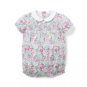 NWT Janie & Jack - charlotte-Peter pan collar Baby Bubble Top - Pink & Green